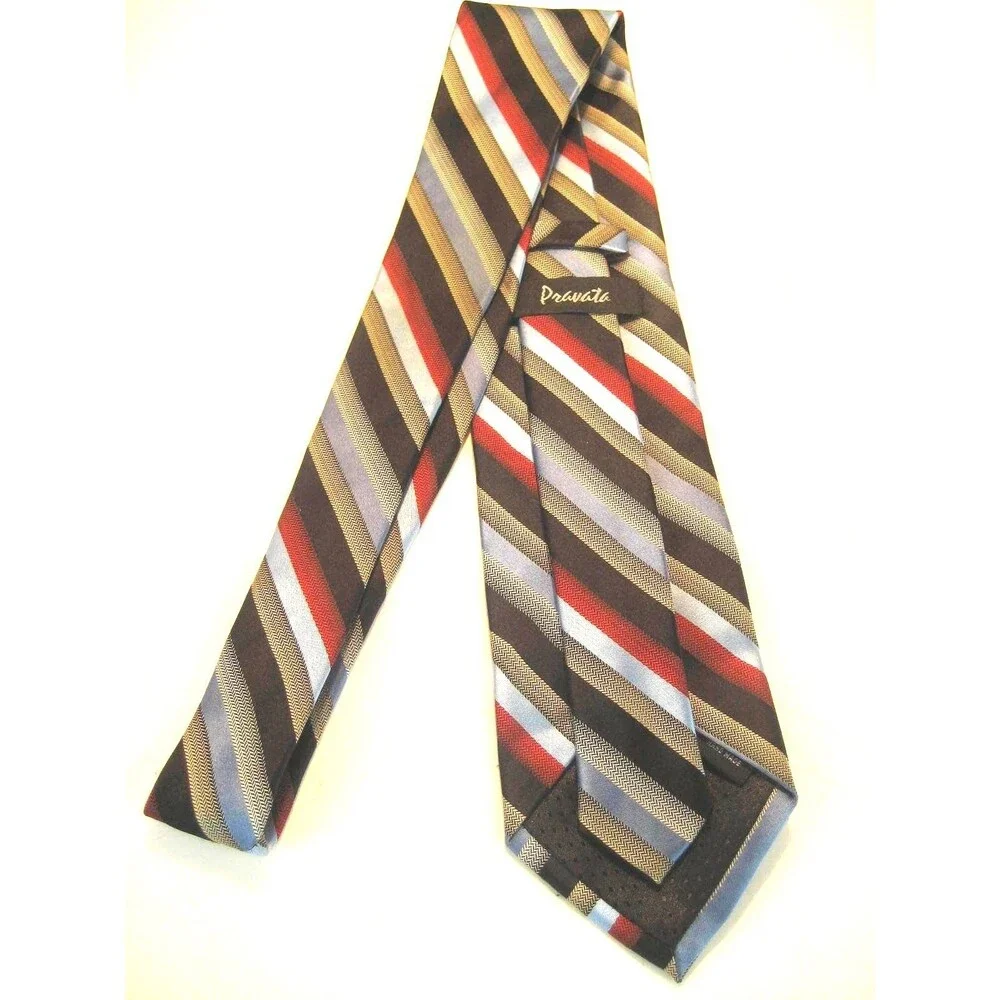 NWOT Pravata 100% Microfibre Striped  Design Necktie